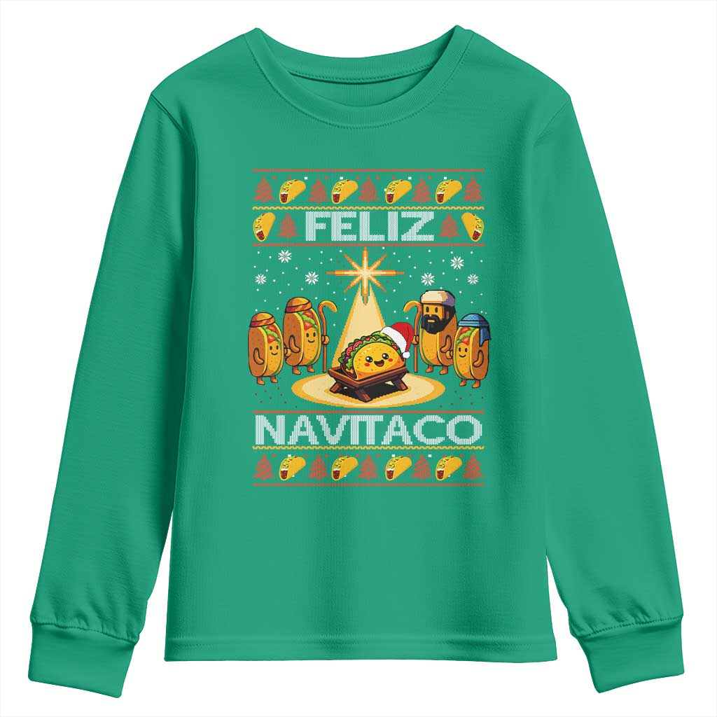 Funny Tacos Christmas Nativity Scene Youth Sweatshirt Feliz Navitaco Mexican Food - Wonder Print Shop