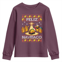 Funny Tacos Christmas Nativity Scene Youth Sweatshirt Feliz Navitaco Mexican Food - Wonder Print Shop