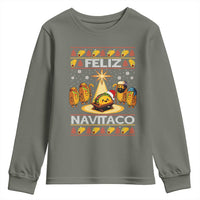 Funny Tacos Christmas Nativity Scene Youth Sweatshirt Feliz Navitaco Mexican Food - Wonder Print Shop