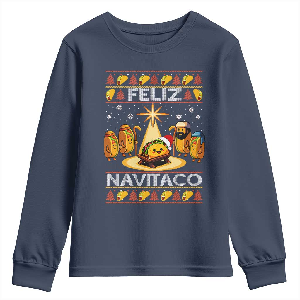 Funny Tacos Christmas Nativity Scene Youth Sweatshirt Feliz Navitaco Mexican Food - Wonder Print Shop