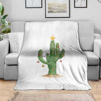 Funny Cactus Christmas Xmas Trees Lights Santa Hat Cactus Lovers Throw Blanket - Wonder Print Shop