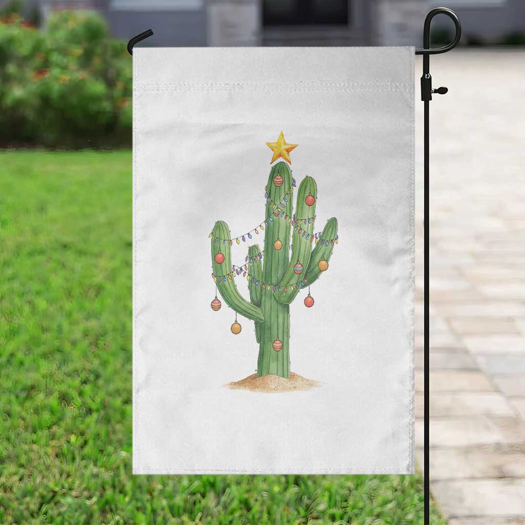 Funny Cactus Christmas Xmas Trees Lights Santa Hat Cactus Lovers Garden Flag - Wonder Print Shop