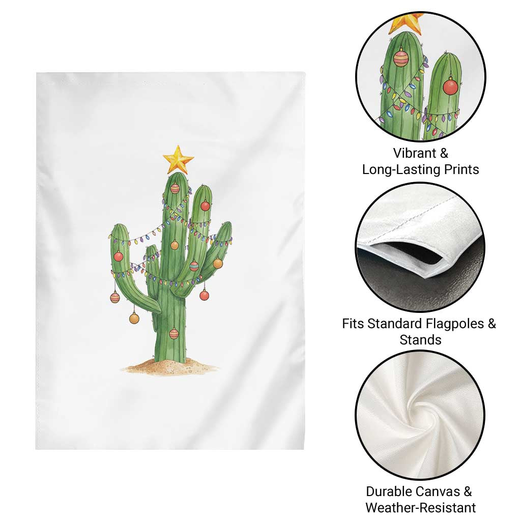 Funny Cactus Christmas Xmas Trees Lights Santa Hat Cactus Lovers Garden Flag - Wonder Print Shop