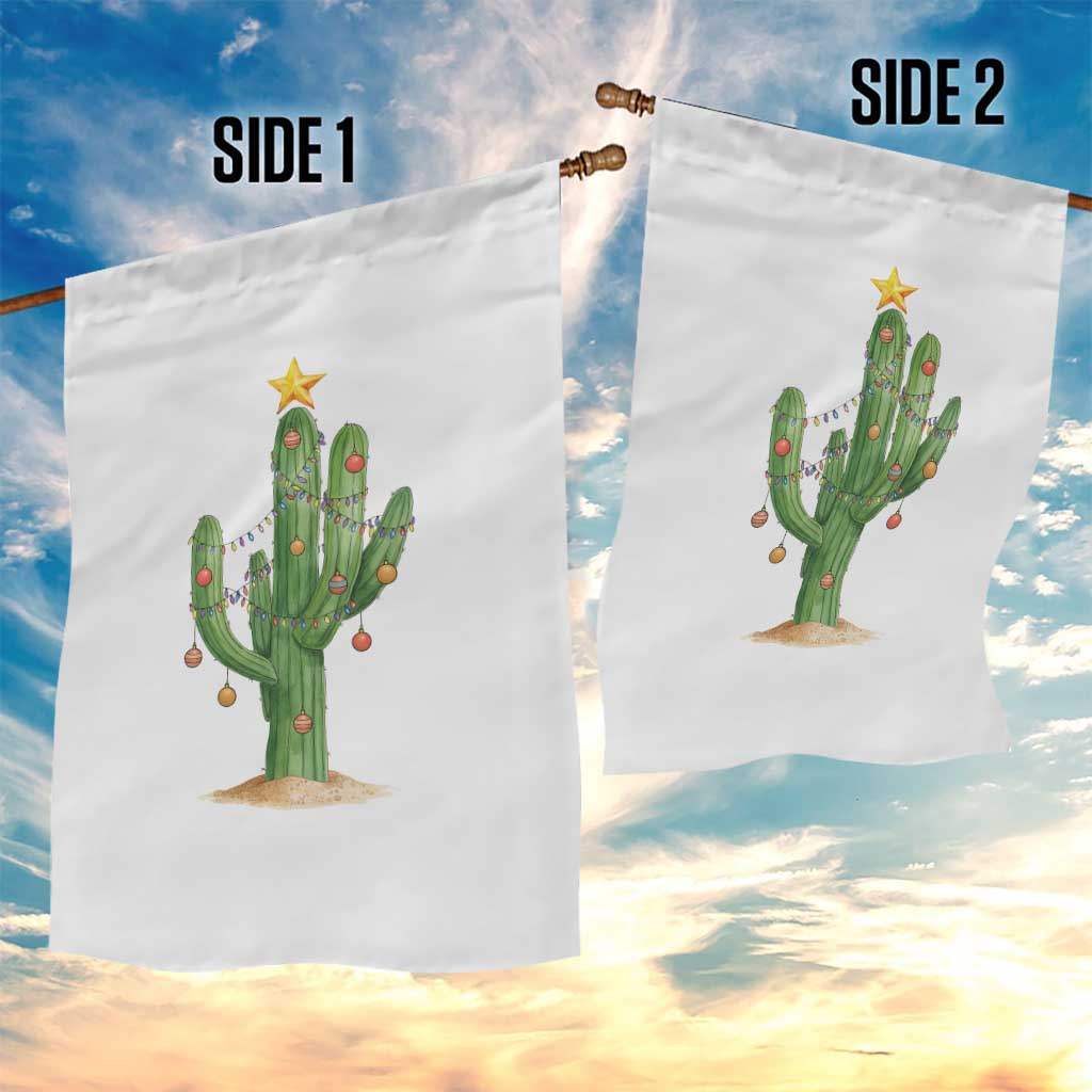 Funny Cactus Christmas Xmas Trees Lights Santa Hat Cactus Lovers Garden Flag - Wonder Print Shop