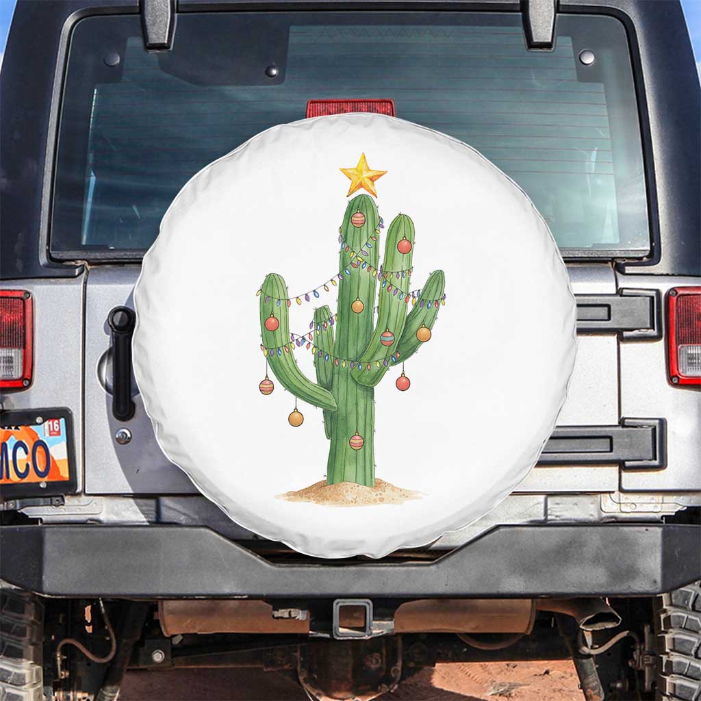 Funny Cactus Christmas Xmas Trees Lights Santa Hat Cactus Lovers Spare Tire Cover - Wonder Print Shop