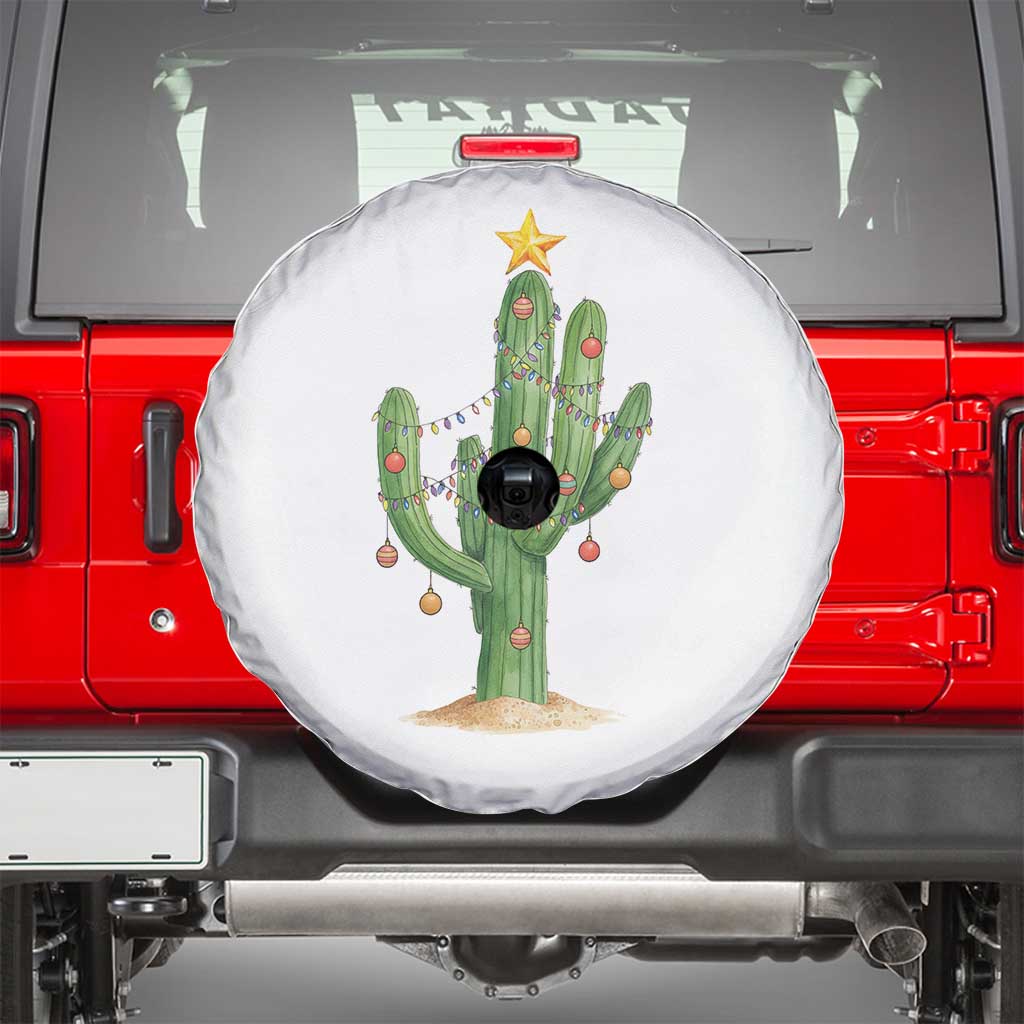 Funny Cactus Christmas Xmas Trees Lights Santa Hat Cactus Lovers Spare Tire Cover - Wonder Print Shop
