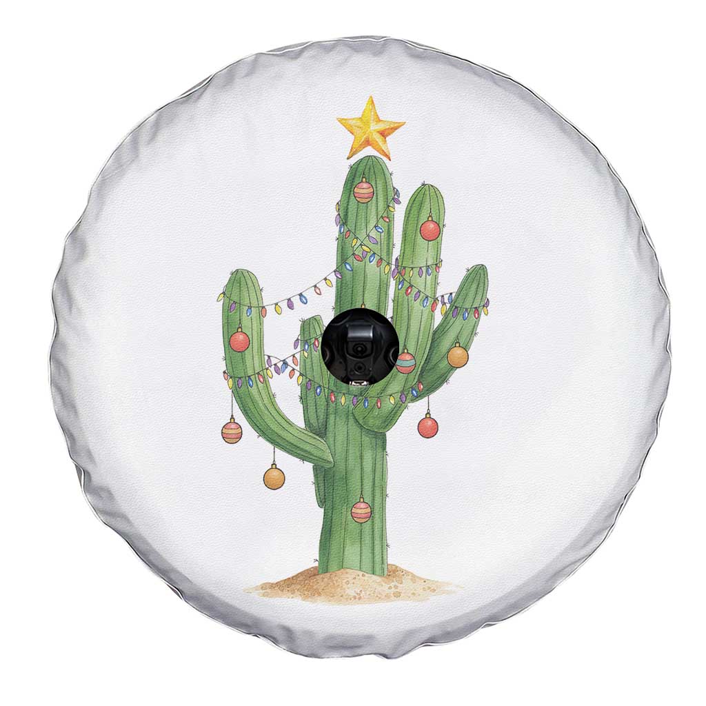 Funny Cactus Christmas Xmas Trees Lights Santa Hat Cactus Lovers Spare Tire Cover - Wonder Print Shop