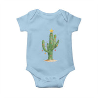 Funny Cactus Christmas Xmas Trees Lights Santa Hat Cactus Lovers Baby Onesie - Wonder Print Shop