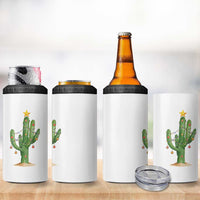 Funny Cactus Christmas Xmas Trees Lights Santa Hat Cactus Lovers 4 in 1 Can Cooler Tumbler - Wonder Print Shop