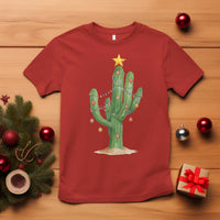 Funny Cactus Christmas Xmas Trees Lights Santa Hat Cactus Lovers T Shirt - Wonder Print Shop