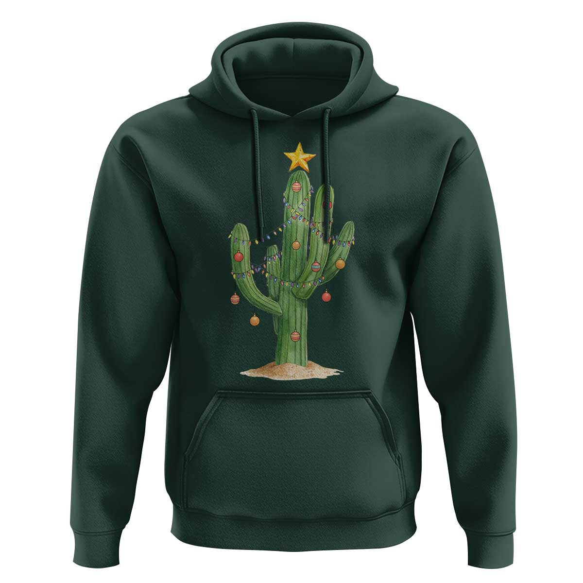 Funny Cactus Christmas Xmas Trees Lights Santa Hat Cactus Lovers Hoodie - Wonder Print Shop