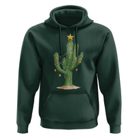 Funny Cactus Christmas Xmas Trees Lights Santa Hat Cactus Lovers Hoodie - Wonder Print Shop