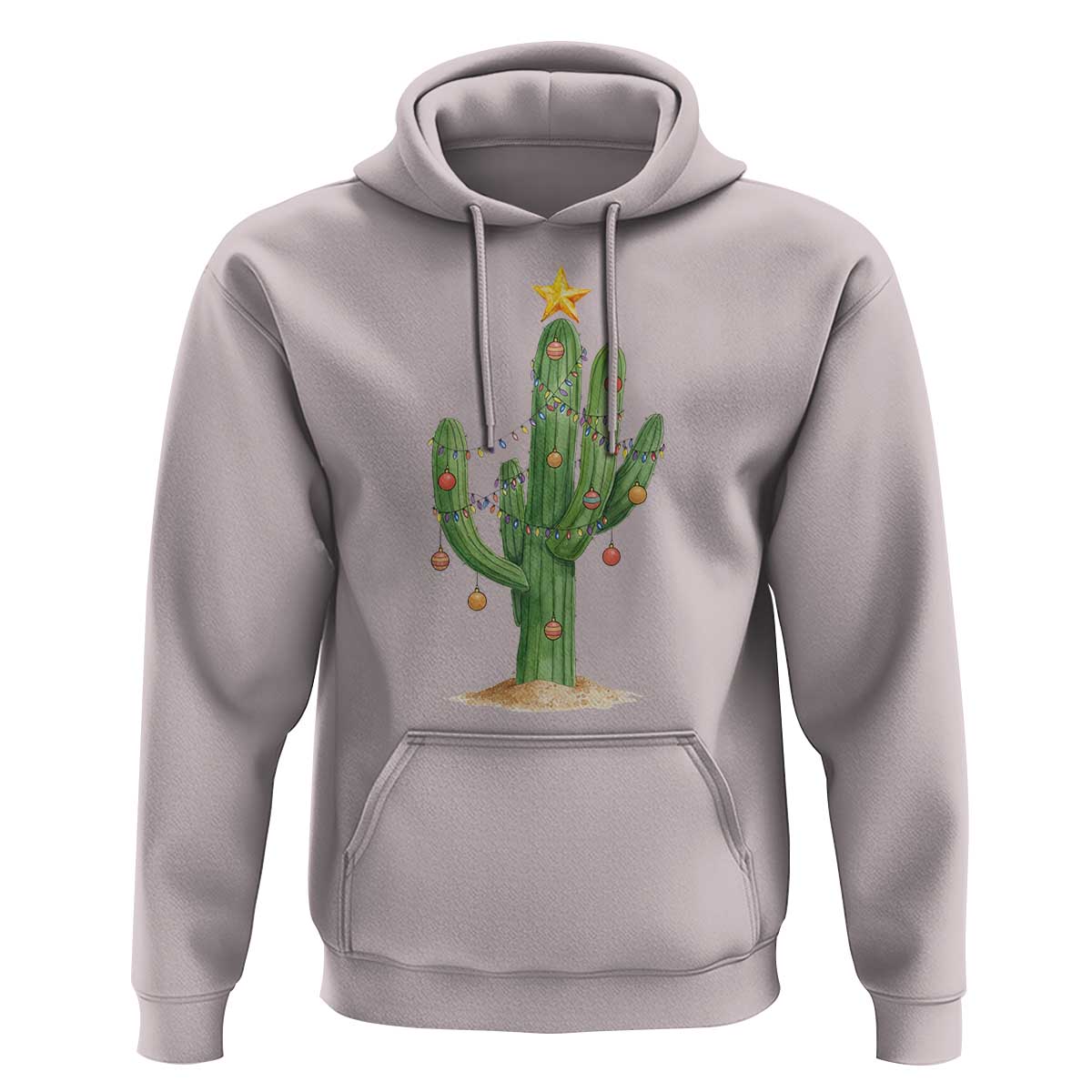 Funny Cactus Christmas Xmas Trees Lights Santa Hat Cactus Lovers Hoodie - Wonder Print Shop