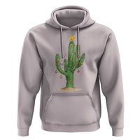 Funny Cactus Christmas Xmas Trees Lights Santa Hat Cactus Lovers Hoodie - Wonder Print Shop