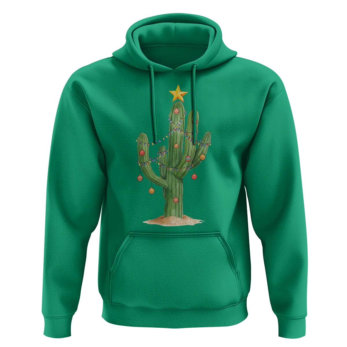 Funny Cactus Christmas Xmas Trees Lights Santa Hat Cactus Lovers Hoodie - Wonder Print Shop
