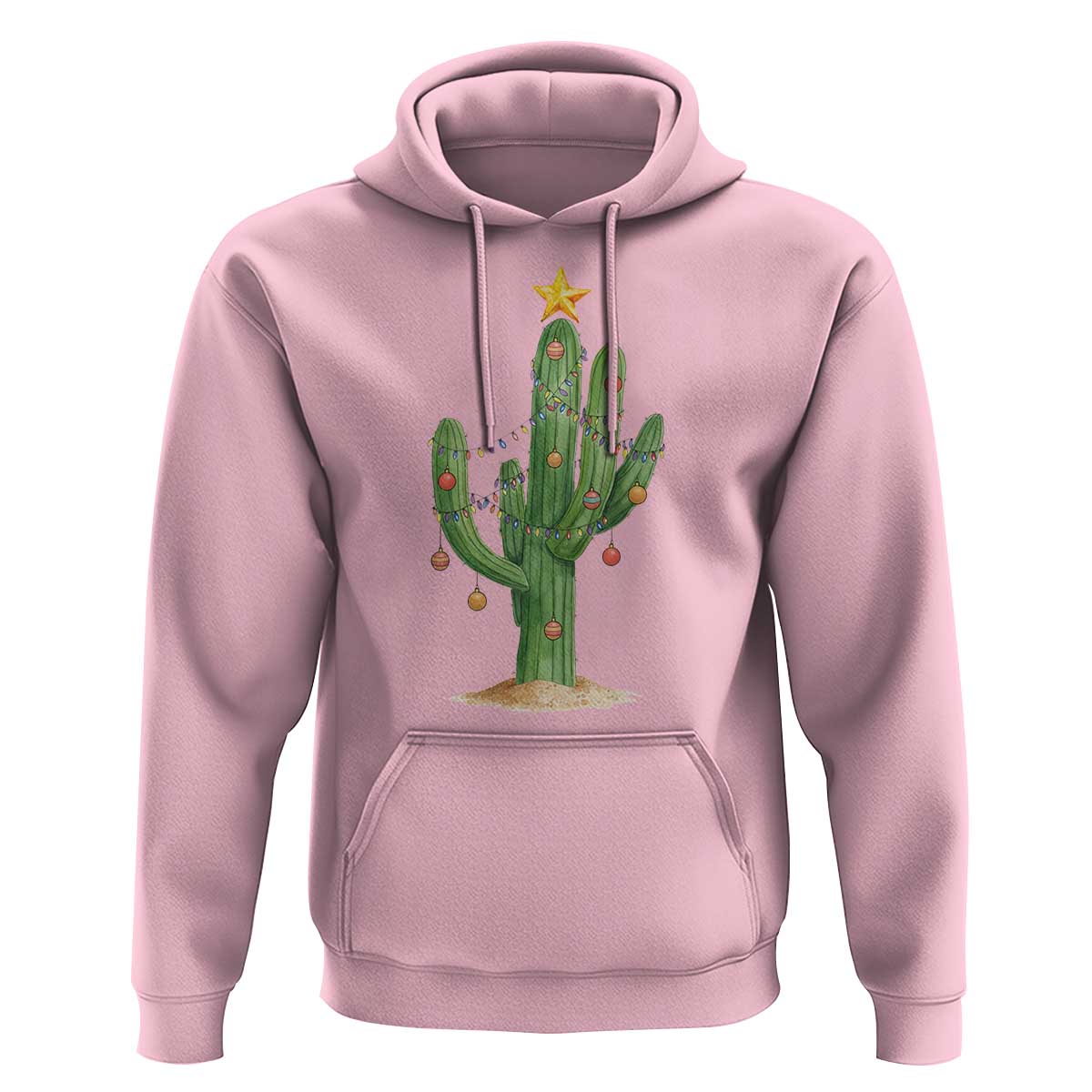 Funny Cactus Christmas Xmas Trees Lights Santa Hat Cactus Lovers Hoodie - Wonder Print Shop
