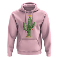 Funny Cactus Christmas Xmas Trees Lights Santa Hat Cactus Lovers Hoodie - Wonder Print Shop