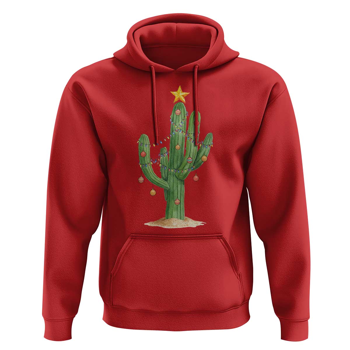Funny Cactus Christmas Xmas Trees Lights Santa Hat Cactus Lovers Hoodie - Wonder Print Shop