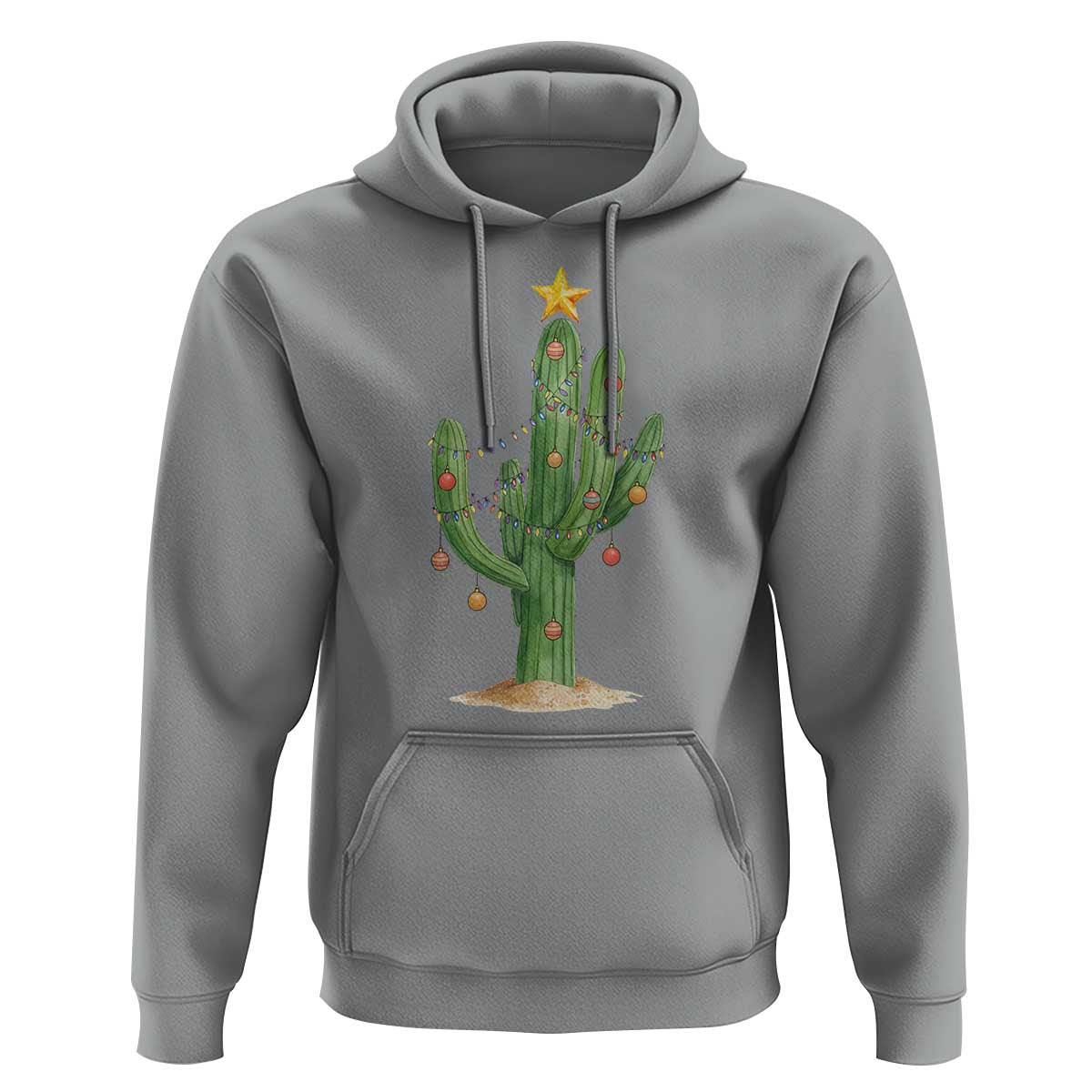 Funny Cactus Christmas Xmas Trees Lights Santa Hat Cactus Lovers Hoodie - Wonder Print Shop