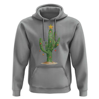 Funny Cactus Christmas Xmas Trees Lights Santa Hat Cactus Lovers Hoodie - Wonder Print Shop