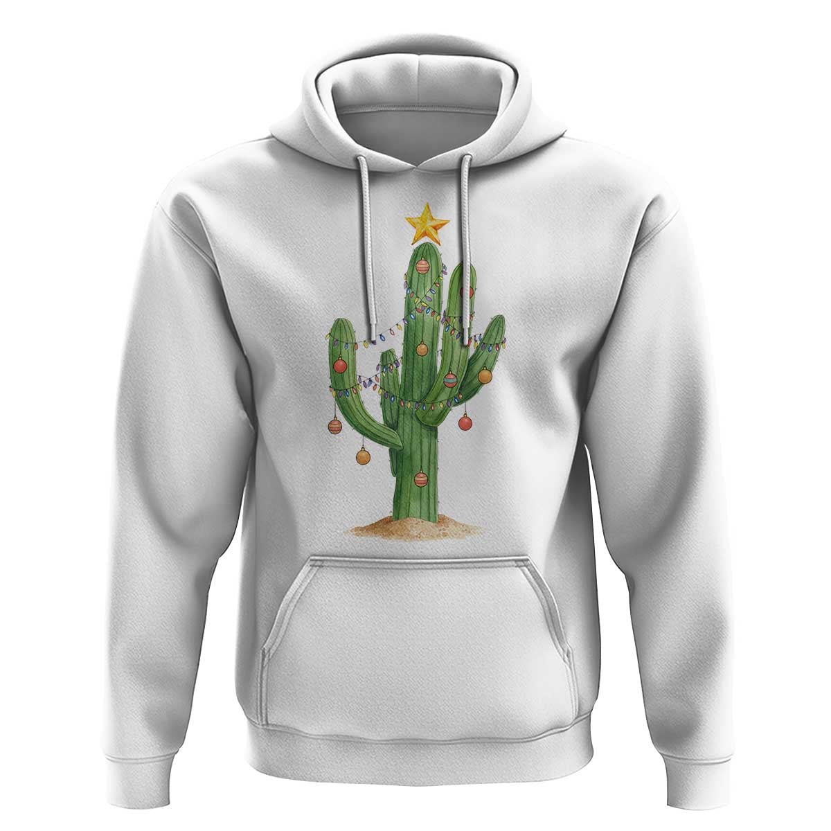 Funny Cactus Christmas Xmas Trees Lights Santa Hat Cactus Lovers Hoodie - Wonder Print Shop