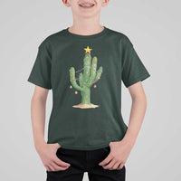 Funny Cactus Christmas Xmas Trees Lights Santa Hat Cactus Lovers T Shirt For Kid - Wonder Print Shop