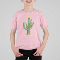 Funny Cactus Christmas Xmas Trees Lights Santa Hat Cactus Lovers T Shirt For Kid - Wonder Print Shop