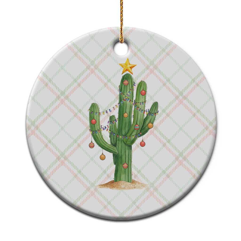 Funny Cactus Christmas Xmas Trees Lights Santa Hat Cactus Lovers Ceramic Ornament - Wonder Print Shop