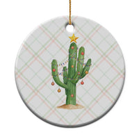 Funny Cactus Christmas Xmas Trees Lights Santa Hat Cactus Lovers Ceramic Ornament - Wonder Print Shop