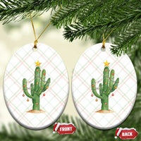 Funny Cactus Christmas Xmas Trees Lights Santa Hat Cactus Lovers Ceramic Ornament - Wonder Print Shop