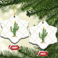 Funny Cactus Christmas Xmas Trees Lights Santa Hat Cactus Lovers Ceramic Ornament - Wonder Print Shop