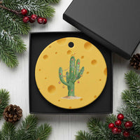 Funny Cactus Christmas Xmas Trees Lights Santa Hat Cactus Lovers Ceramic Ornament - Wonder Print Shop