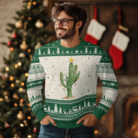 Funny Cactus Christmas Xmas Trees Lights Santa Hat Cactus Lovers Ugly Christmas Sweater - Wonder Print Shop