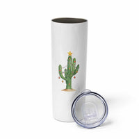 Funny Cactus Christmas Xmas Trees Lights Santa Hat Cactus Lovers Skinny Tumbler - Wonder Print Shop
