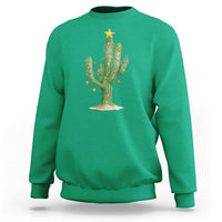 Funny Cactus Christmas Xmas Trees Lights Santa Hat Cactus Lovers Sweatshirt - Wonder Print Shop