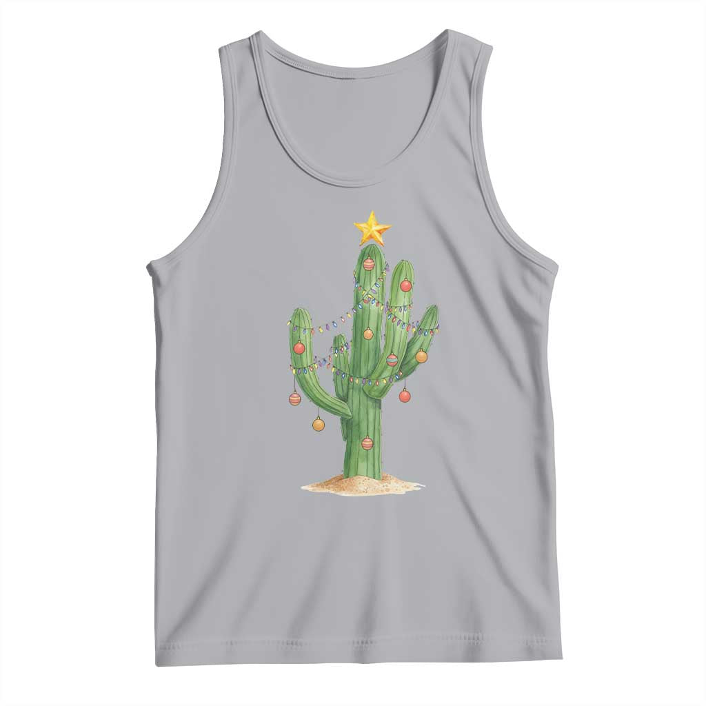 Funny Cactus Christmas Xmas Trees Lights Santa Hat Cactus Lovers Tank Top - Wonder Print Shop