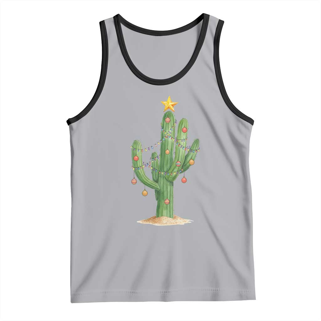 Funny Cactus Christmas Xmas Trees Lights Santa Hat Cactus Lovers Tank Top - Wonder Print Shop