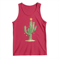 Funny Cactus Christmas Xmas Trees Lights Santa Hat Cactus Lovers Tank Top - Wonder Print Shop