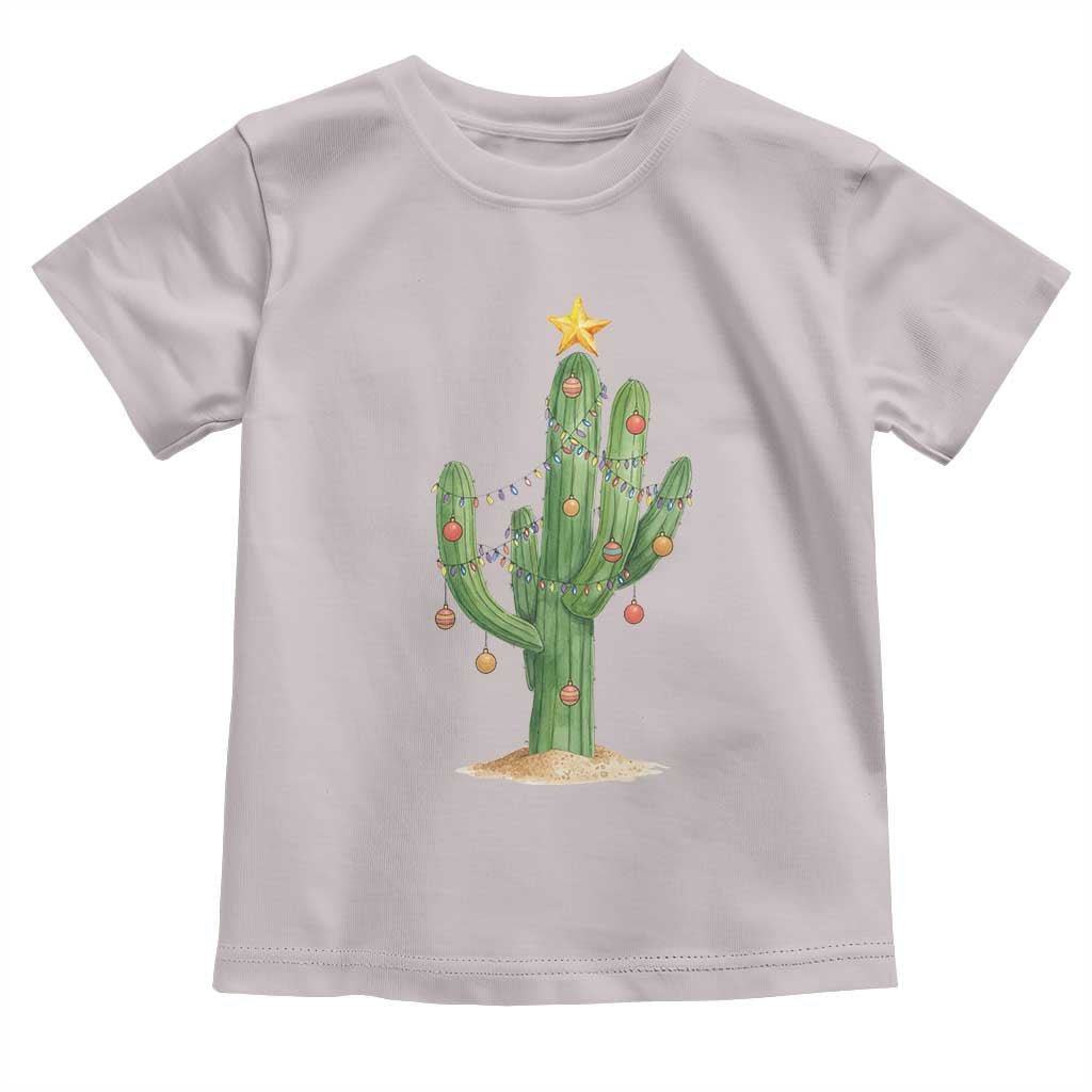Funny Cactus Christmas Xmas Trees Lights Santa Hat Cactus Lovers Toddler T Shirt - Wonder Print Shop