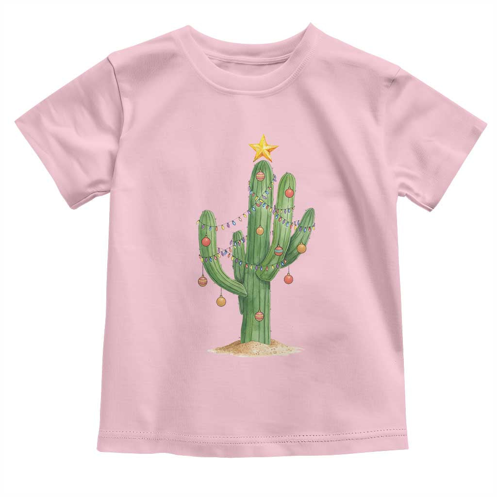 Funny Cactus Christmas Xmas Trees Lights Santa Hat Cactus Lovers Toddler T Shirt - Wonder Print Shop