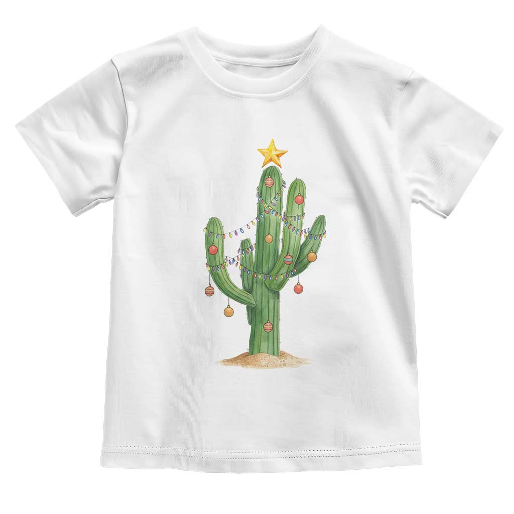 Funny Cactus Christmas Xmas Trees Lights Santa Hat Cactus Lovers Toddler T Shirt - Wonder Print Shop
