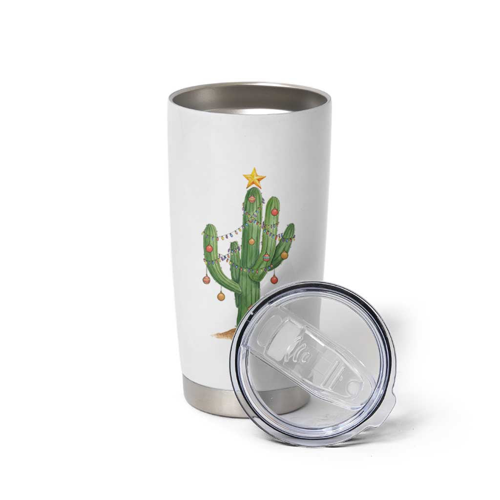 Funny Cactus Christmas Xmas Trees Lights Santa Hat Cactus Lovers Tumbler Cup - Wonder Print Shop