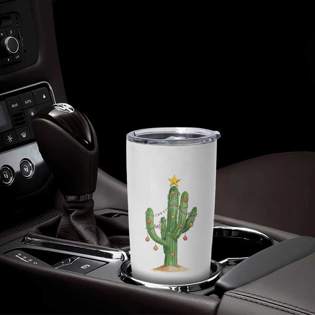 Funny Cactus Christmas Xmas Trees Lights Santa Hat Cactus Lovers Tumbler Cup - Wonder Print Shop