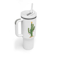 Funny Cactus Christmas Xmas Trees Lights Santa Hat Cactus Lovers Tumbler With Handle - Wonder Print Shop