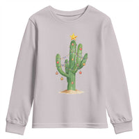 Funny Cactus Christmas Xmas Trees Lights Santa Hat Cactus Lovers Youth Sweatshirt - Wonder Print Shop