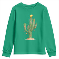 Funny Cactus Christmas Xmas Trees Lights Santa Hat Cactus Lovers Youth Sweatshirt - Wonder Print Shop