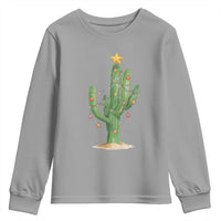 Funny Cactus Christmas Xmas Trees Lights Santa Hat Cactus Lovers Youth Sweatshirt - Wonder Print Shop