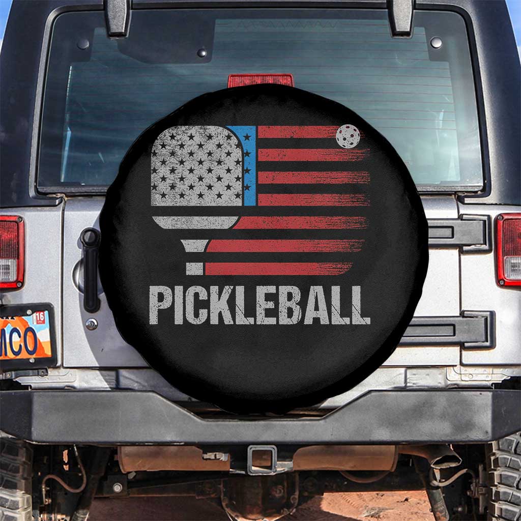 Pickleball Lover Vintage American Flag Spare Tire Cover 4th of July - Wonder Print Shop