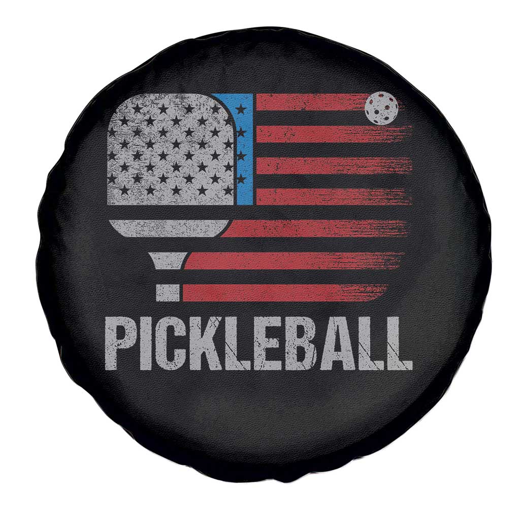 Pickleball Lover Vintage American Flag Spare Tire Cover 4th of July - Wonder Print Shop