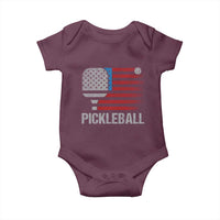 Pickleball Lover Vintage American Flag Baby Onesie 4th of July - Wonder Print Shop